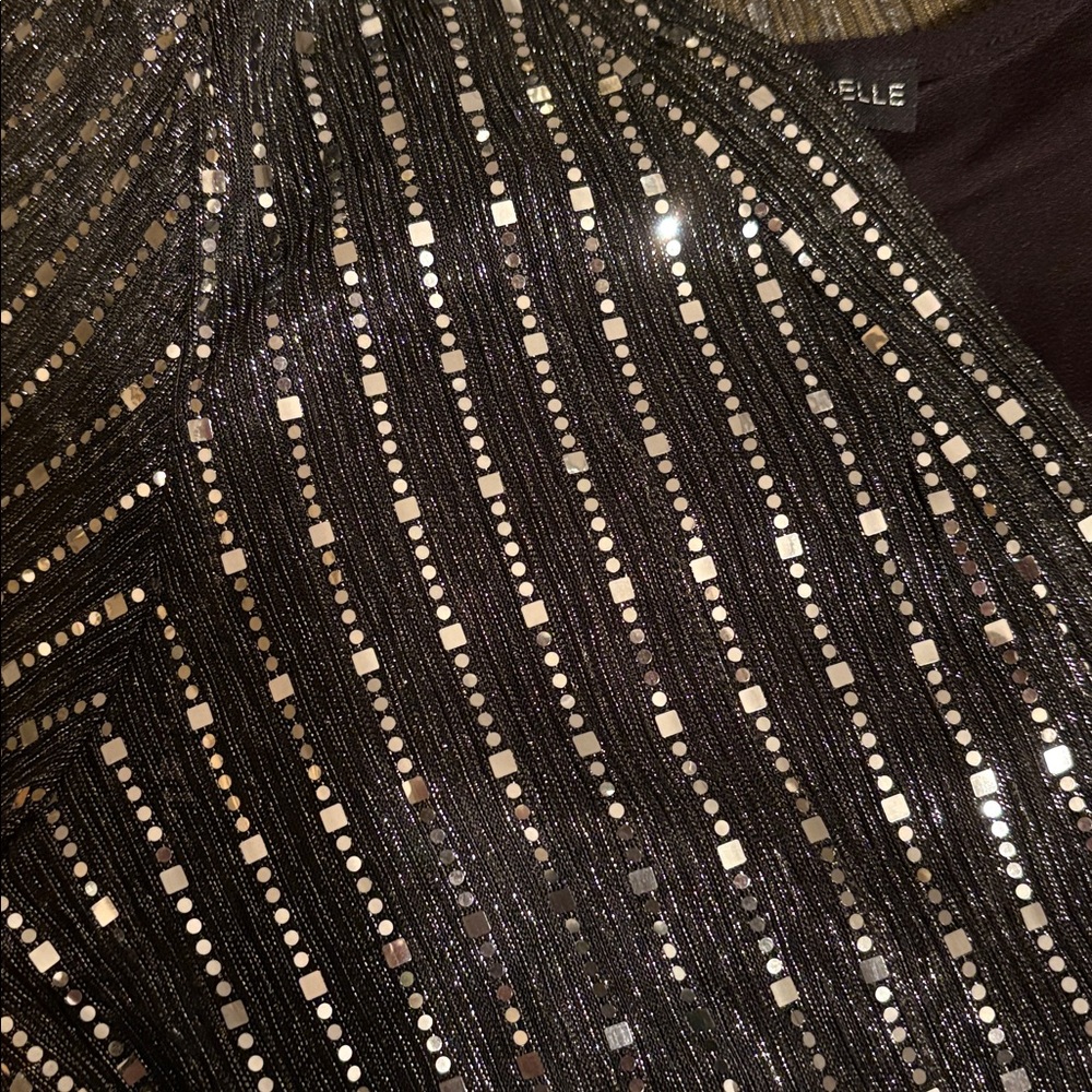 NWT Maxi dress & jacket;sparkling jacket over tank dress,necklace Silver/Black,L - Picture 8 of 12